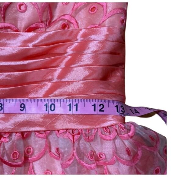 Jovani Strapless A-Line Peach Ruffled Lace Designer Women’s Mermaid Mini Dress 2 - Picture 7 of 14